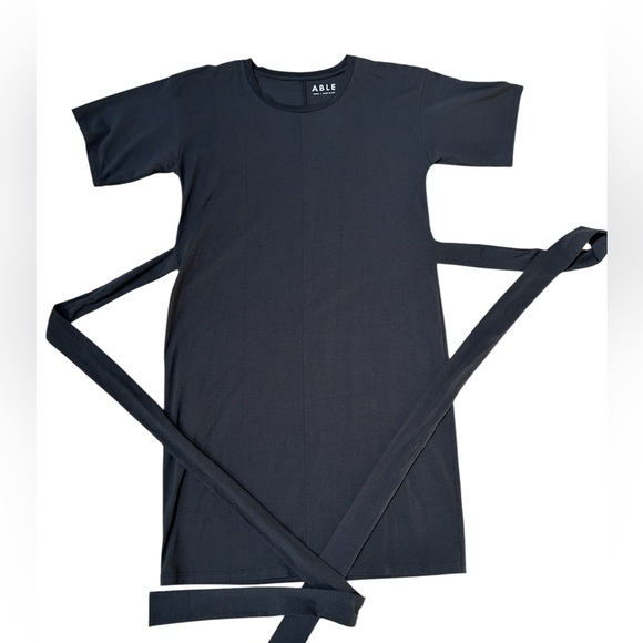 ABLE Universal T-Shirt Dress Black Adjustable Tie Waist, Size Small - Picture 6 of 8